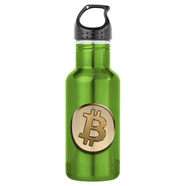 Garrafa de Água Bitcoin Dourada - VERDE (Frente)