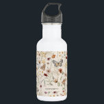 Garrafa de água boho<br><div class="desc">Esta garrafa de água dinâmica de na moda boho apresenta lindas flores e borboletas,  pintadas manualmente,  de cor d'água,  organizadas em um lindo padrão cômico com um nome para personalização.</div>