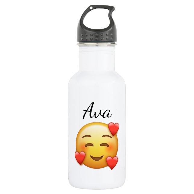 Garrafa de Água com Nome Personalizado com Emoji d (Frente)