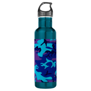 Garrafa de água da camuflagem azul-escura e roxa