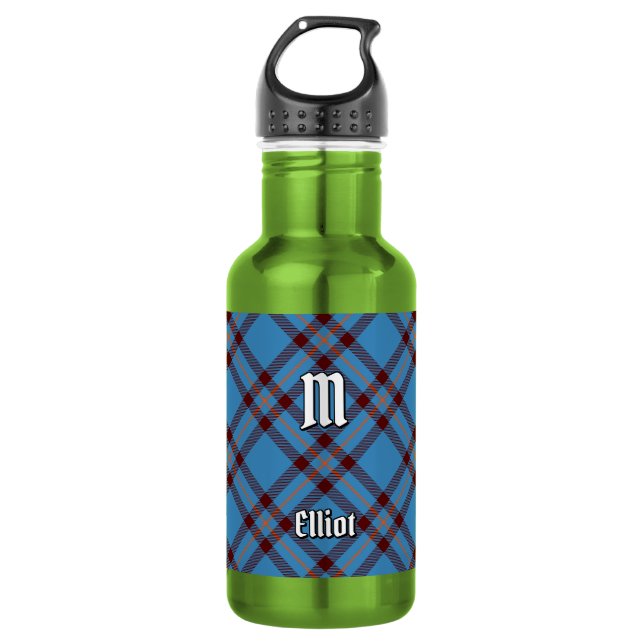 Garrafa de água de aço com Tartan Antigo do Clã El (Frente)