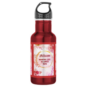 Garrafa de Água de Aço Inoxidável com Estampa Flor