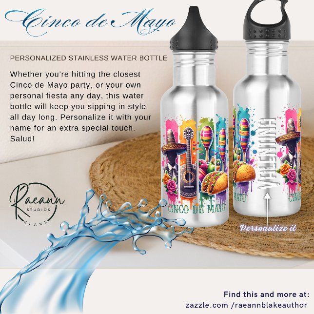 Garrafa de Água de Aço Inoxidável Fiesta Cinco de  (Criador carregado)