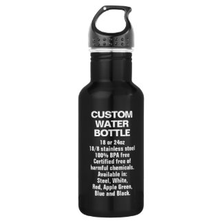 Garrafa de Água de Aço Inoxidável, Negra, de 18oz
