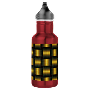 Garrafa de Água de Aço Inoxidável Preto e Dourado