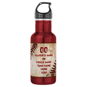 Garrafa de Água de Beisebol Personalizada Vermelha