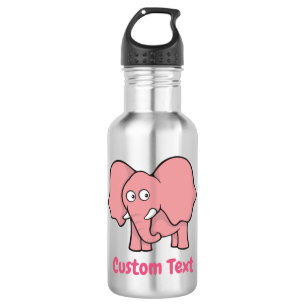 Garrafa de água de desenho de elefante rosa