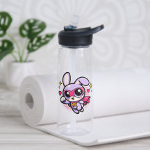 Garrafa de Água de Super-Herói Bunny Fofa Kawaii