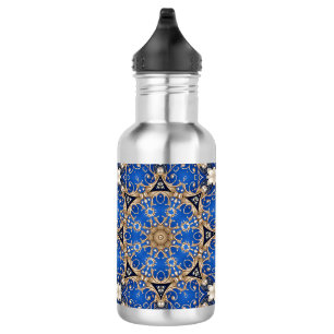 Garrafa de Água Decorativa Azul Dourada