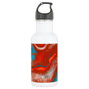 Garrafa de água, desenho abstrato, cores água/fogo