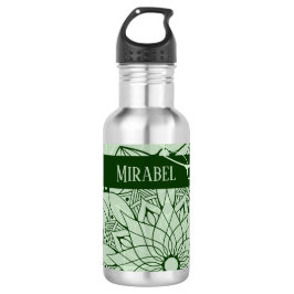 Garrafa de água do Mandala Verde Monocromático Per