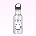 Garrafa de água do Unicórnio<br><div class="desc">Uma Garrafa d'água com um unicórnio fofo e um nome próprio personalizável: um presente perfeito para uma mulher esportiva ou para uma adolescente de volta à escola!</div>