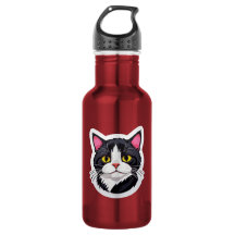 Garrafa de Água Elegante com Adesivo de Gato Preto