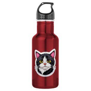 Garrafa de Água Elegante com Adesivo de Gato Preto