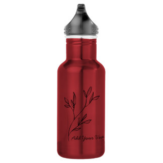 Garrafa de água elegante com texto personalizado e