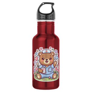 Garrafa de Água Esportiva Vermelha de Urso Teddy E