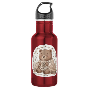 Garrafa de Água Estética Hygge Café Urso Fofo e Ac