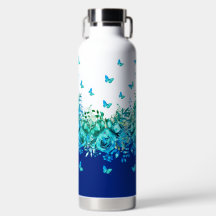 Garrafa de Água Floral Borboleta Azul