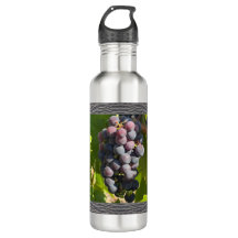 Garrafa De Água Inspirativa Com Uvas De Vinho