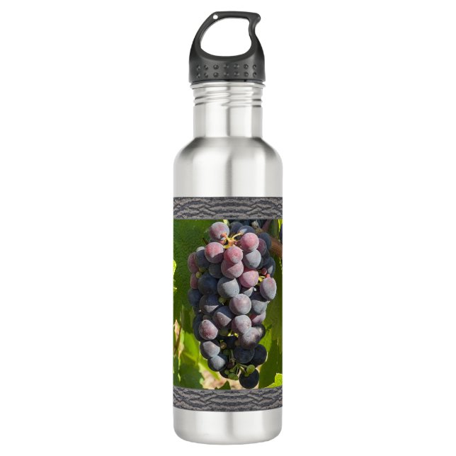 Garrafa De Água Inspirativa Com Uvas De Vinho (Frente)