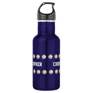 Garrafa de água, personalizada, basebol, azul