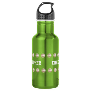 Garrafa de água, personalizada, basebol, verde