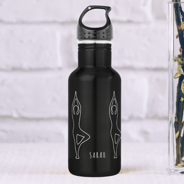 Garrafa de Água Personalizada com Traço de Pose da (Add your name to this yoga pose water bottle and check out the collection)