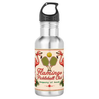 Garrafa de Água Personalizada de Flamingo Retro de