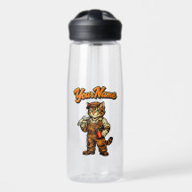 Garrafa de Água Personalizada de Gato Malhado Mecâ