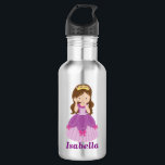 Garrafa De Água, Princesa, De Aço Inoxidável<br><div class="desc">Imagem Bonito de menina princesa em roxo e rosa por prettygrafik.com. Personalize com o nome do seu filho em um roteiro roxo abaixo para um doce presente de aniversário ou de Natal personalizado.</div>