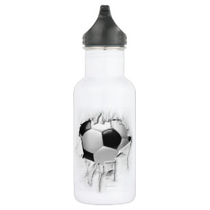 Garrafa de água rasgada do branco do futebol