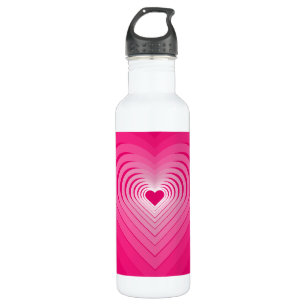 Garrafa de Água Rosa com Corações