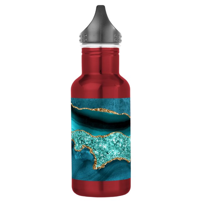 Garrafa de Água Turquesa Azul Teal Mármore Dourado (Esquerda)