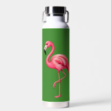 Garrafa de Água Verde Tropical Flamingo Rosa