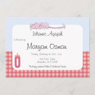 Garrafa de bebê bonito do convite de Aqiqah do