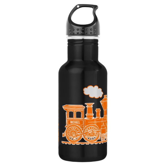Garrafa de bebidas laranja trem crianças nome comp (Frente)