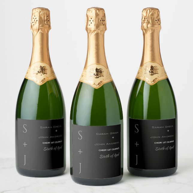 Garrafa de Casamento de Celebração Preta Elegante (Garrafas)