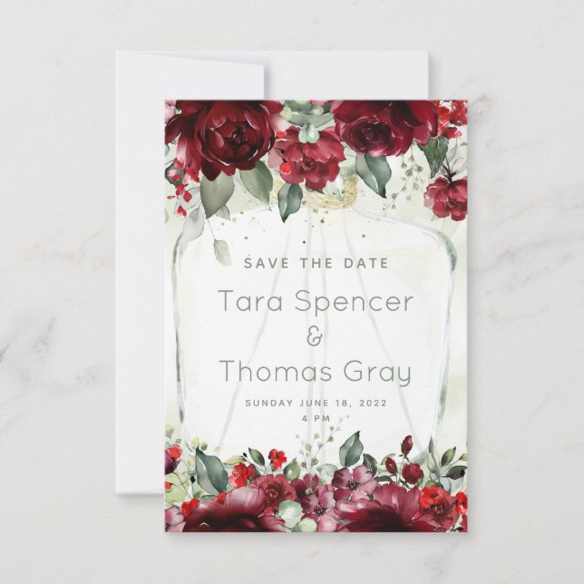 Garrafa De Peônias Salve O Cartão De Data (Frente)