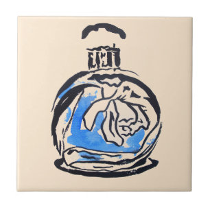 Garrafa de perfume azul da ilustração da forma