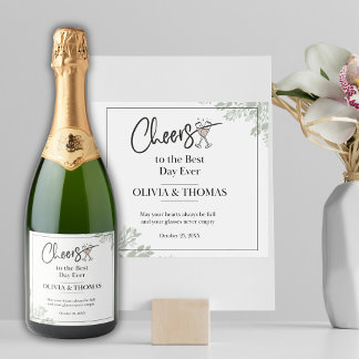Garrafa de vinho espumante de casamento personaliz