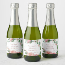 Garrafa de Vinho Espumante Mini Rosa Floral Verde 