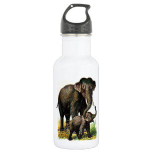 Garrafa Desenho do vintage: Elefante da mãe com vitela