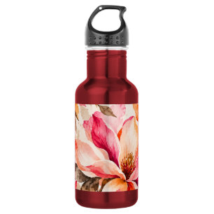 Garrafa Desenho Floral Botânico de Magnólia Vibrante