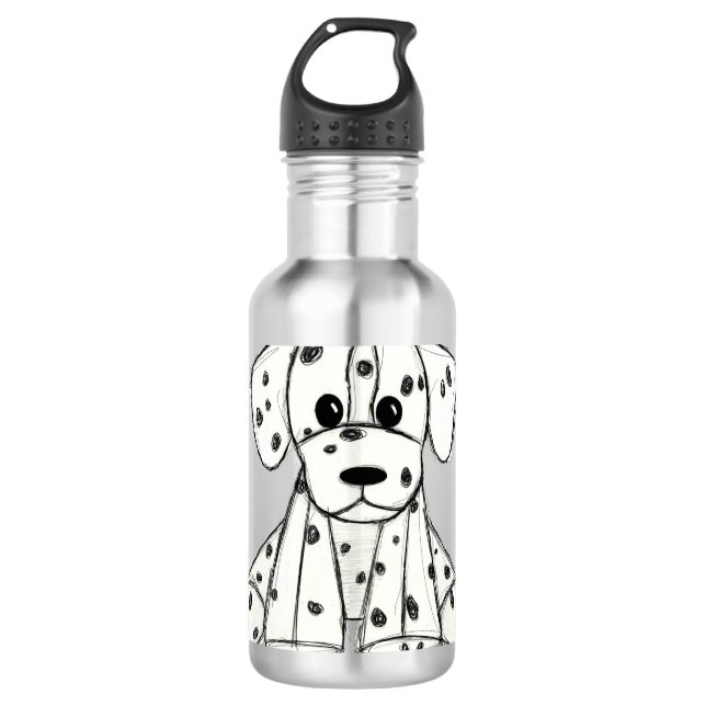 Garrafa Desenho simples de um cão dalmata de pelúcia em pr (Frente)