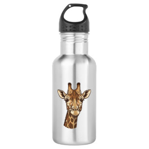 Garrafa Desenho Vetorial de Cabeça de Girafa Gravada Vinta
