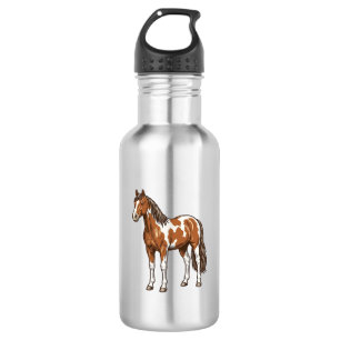 Garrafa Desenho Vetorial de Cavalo Pinto Gravado Antigo_1