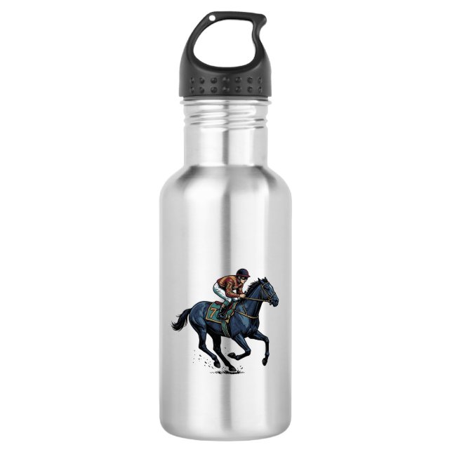 Garrafa Desenho Vetorial de Jóquei de Corrida de Cavalos V (Frente)