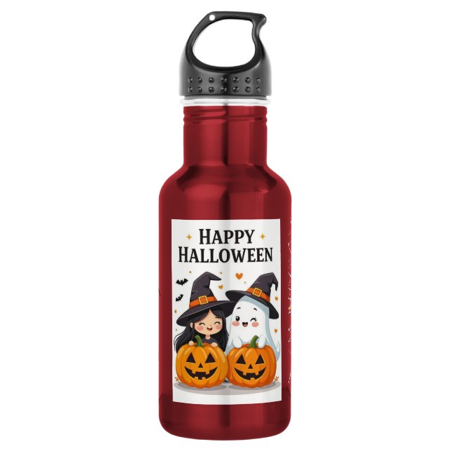 Garrafa Design de Caneca de Bruxa e Fantasma de Halloween  (Frente)