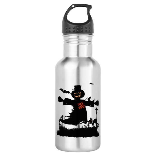 Garrafa design de Dia de as Bruxas engraçado com espantalh (Frente)