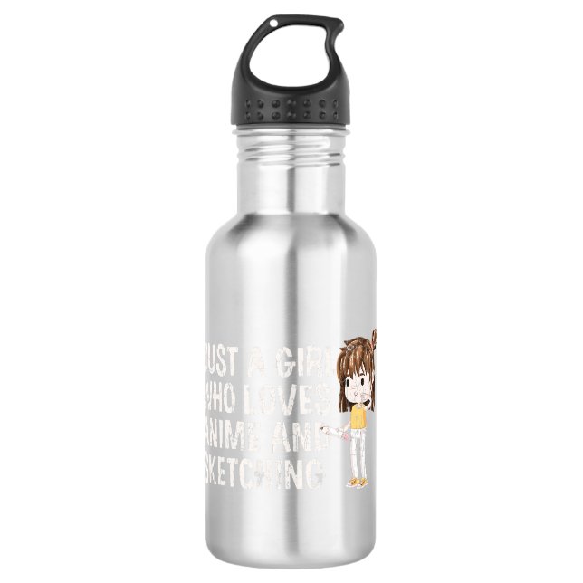 Garrafa Design De Esboço De Animes Engraçado Para Meninas  (Frente)